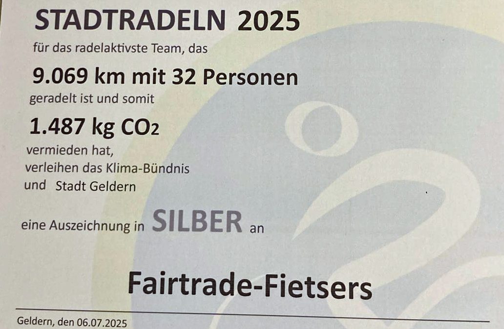 Erfolg für die Fairtrade-Fietsers beim Stadtradeln